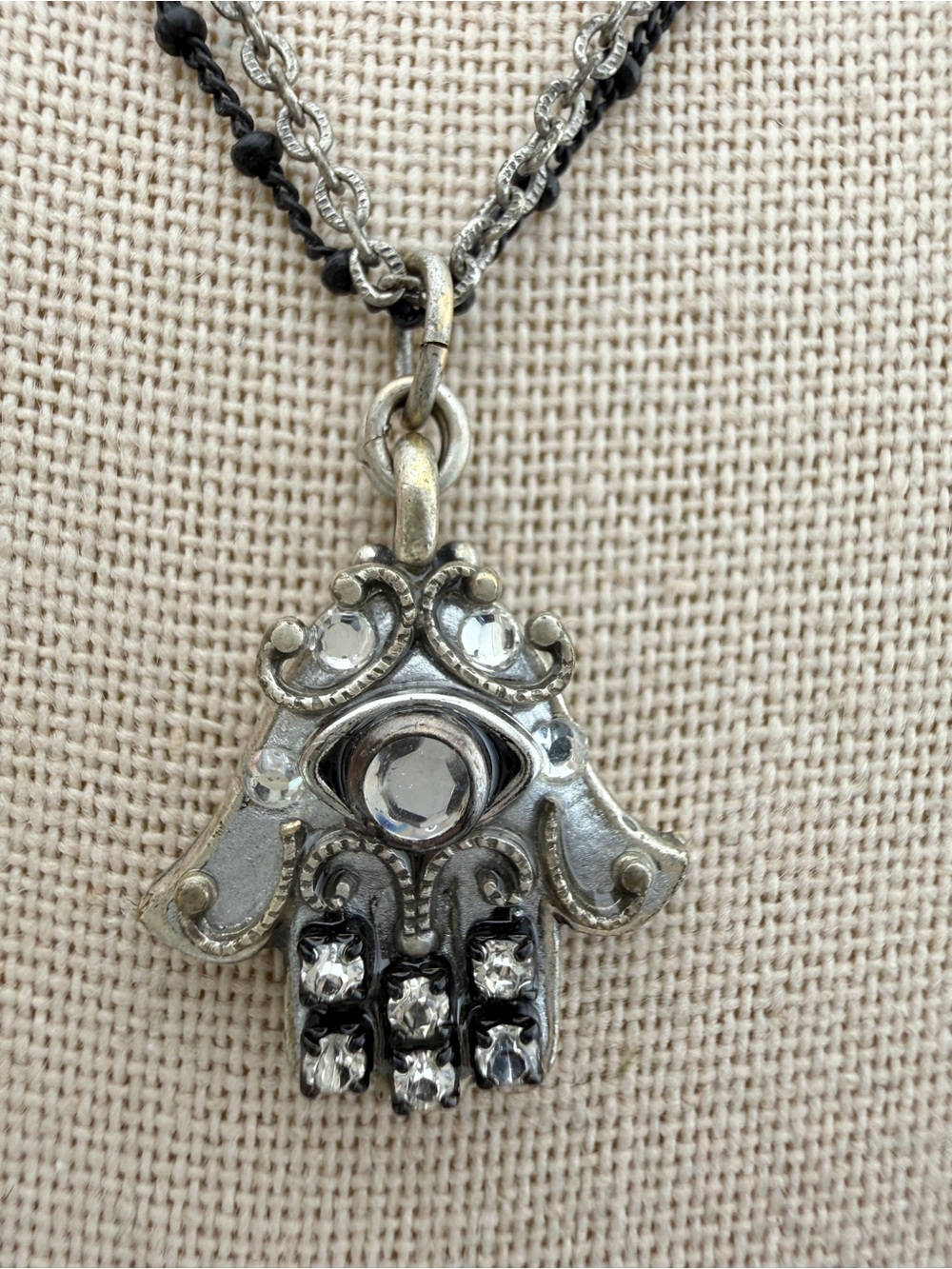 Michal Golan Silver Evil Eye Hamsa Multi-Strand Necklace